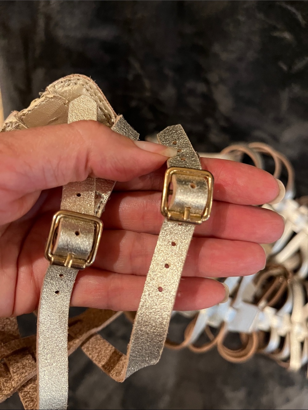 Tall gladiator sandals Gold metallic Adjustable straps back zipper Cushioned 9.5 - Picture 15 of 15